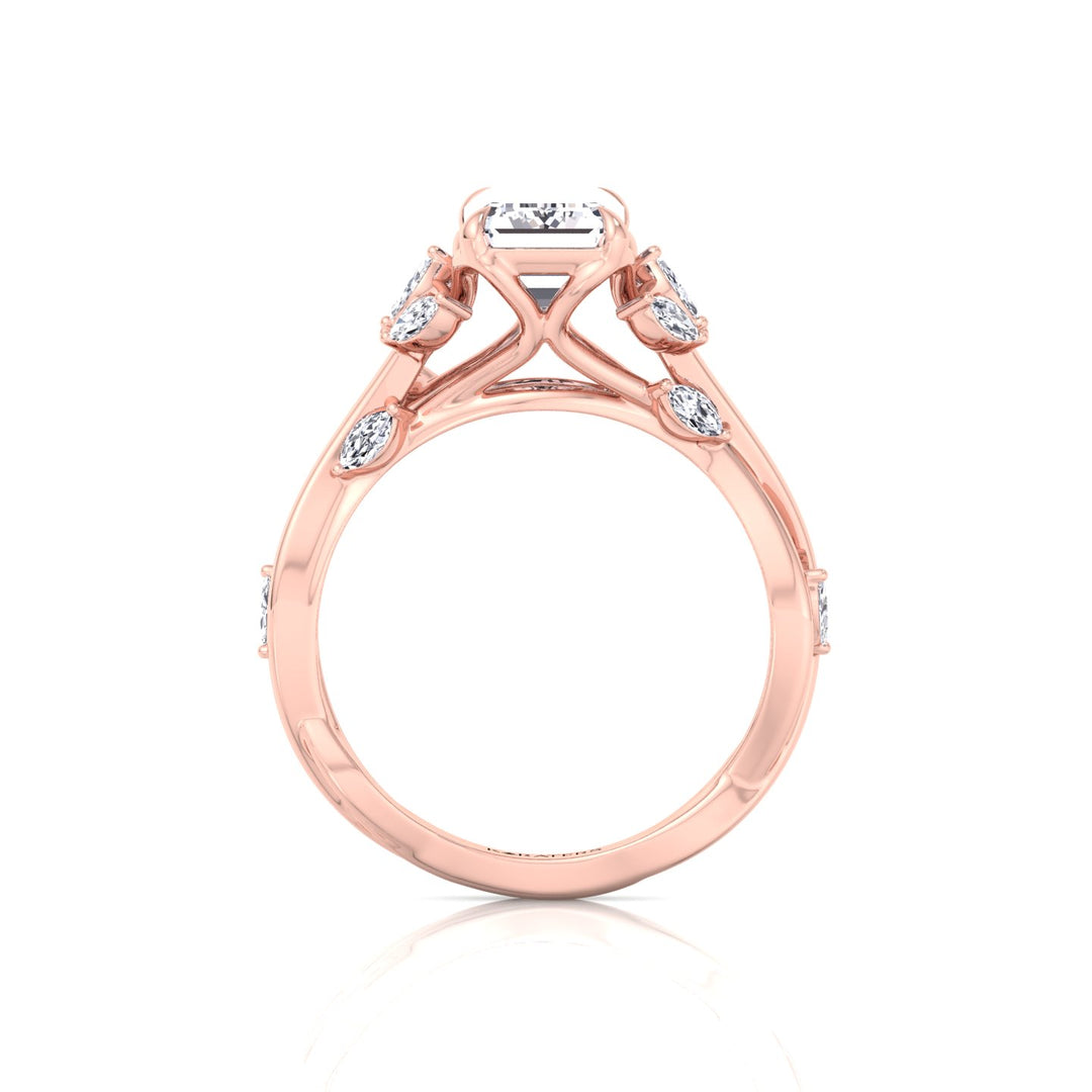 Emerald Cut Lab Grown Diamond Engagement Ring with Twist Band RG 4