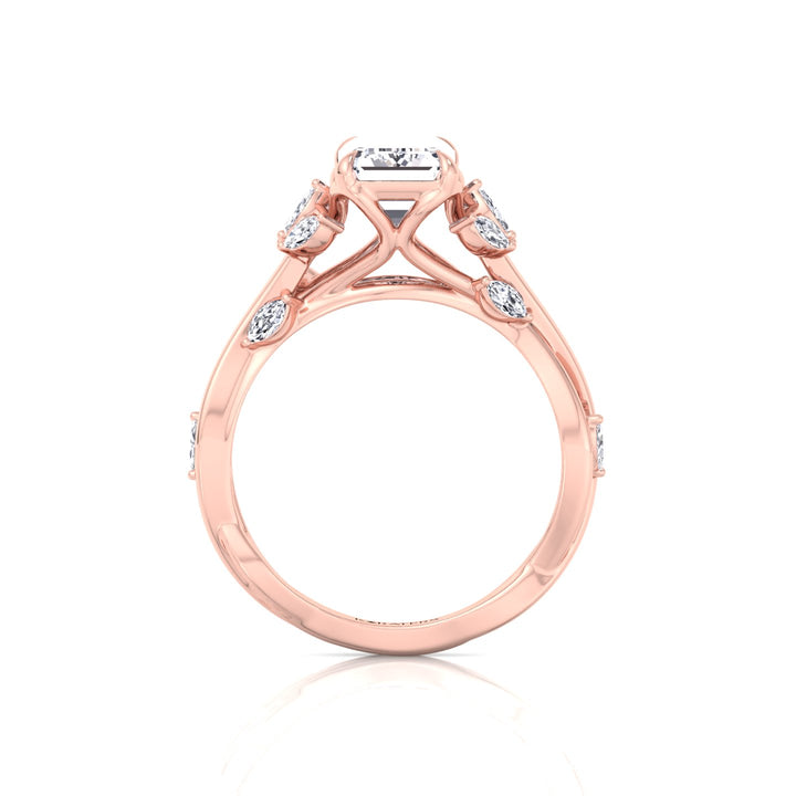 Emerald Cut Lab Grown Diamond Engagement Ring with Twist Band RG 4
