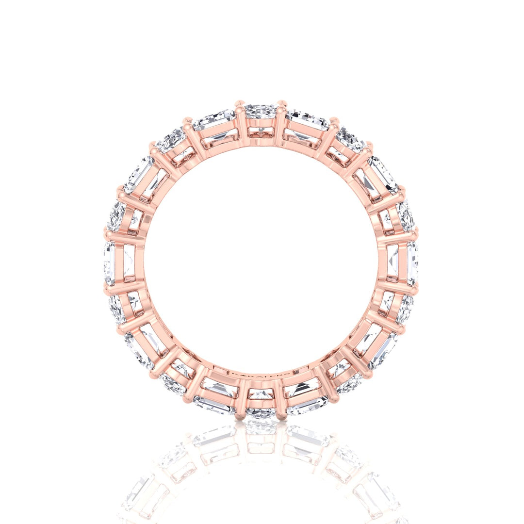 Alternating Emerald and Oval Shape Lab Grown Diamond Eternity Band Rose Gold
