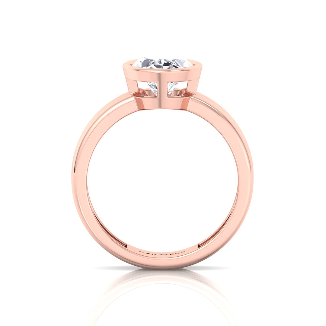 Triple Band Oval Shape Lab-Grown Diamond Engagement Ring Rose Gold