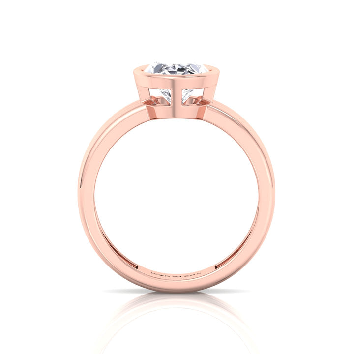 Triple Band Oval Shape Lab-Grown Diamond Engagement Ring Rose Gold
