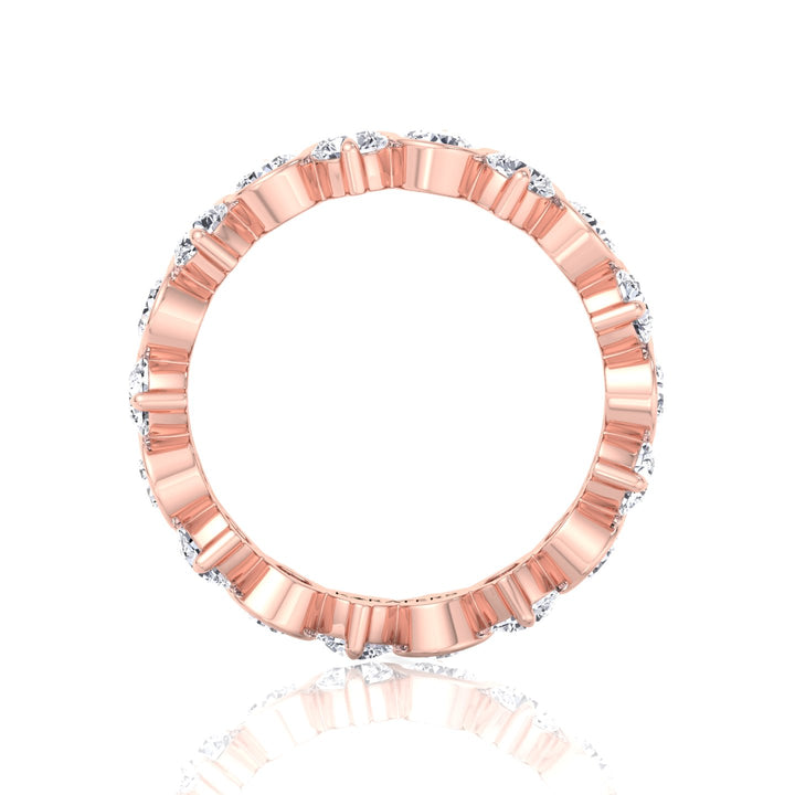 Round Shape Bezel Wave Lab Grown Diamond Eternity Band Rose Gold