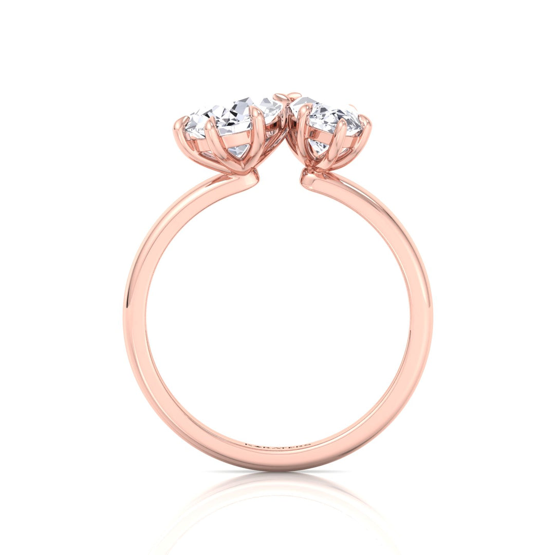 Toi Et Moi - Pear and Marquise Shape Lab Grown Diamond Engagement Ring Rose Gold