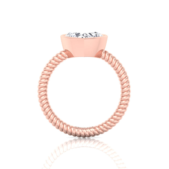 Heart Shape Twisted Rope Band Lab  Diamond Ring RG 3