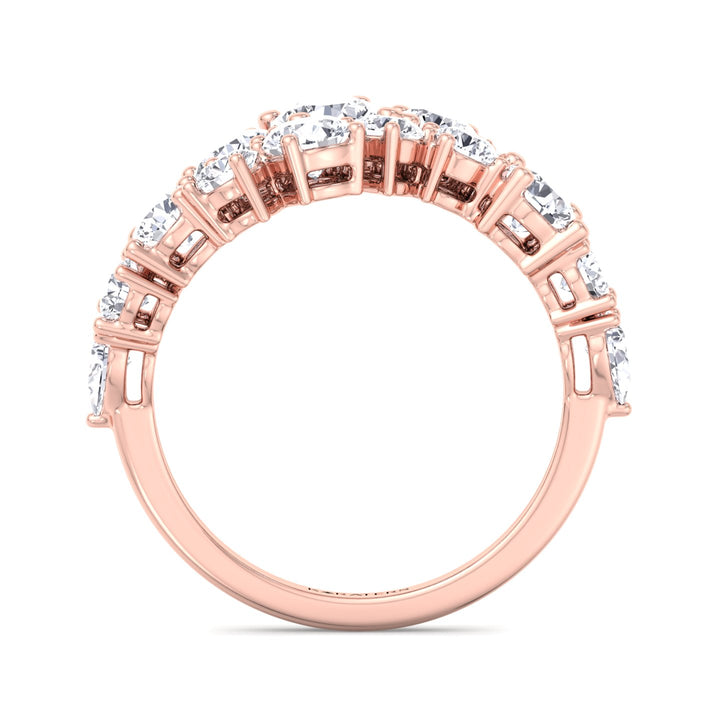 Clustered Graduated Round Shape Lab Grown Diamond Ring Rose Gold 