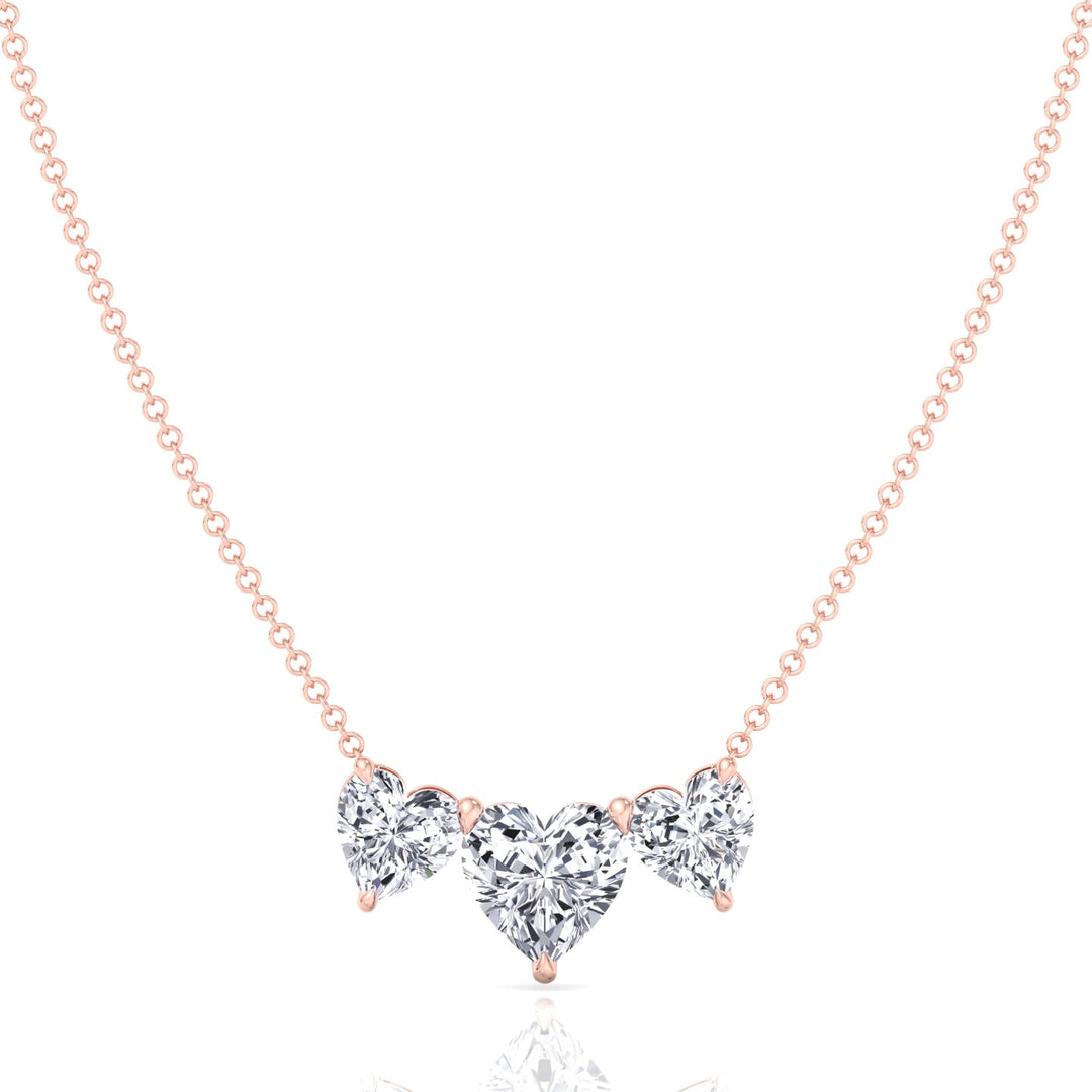 Triple Heart Shape Lab Grown Diamond Pendant Rose Gold 18K