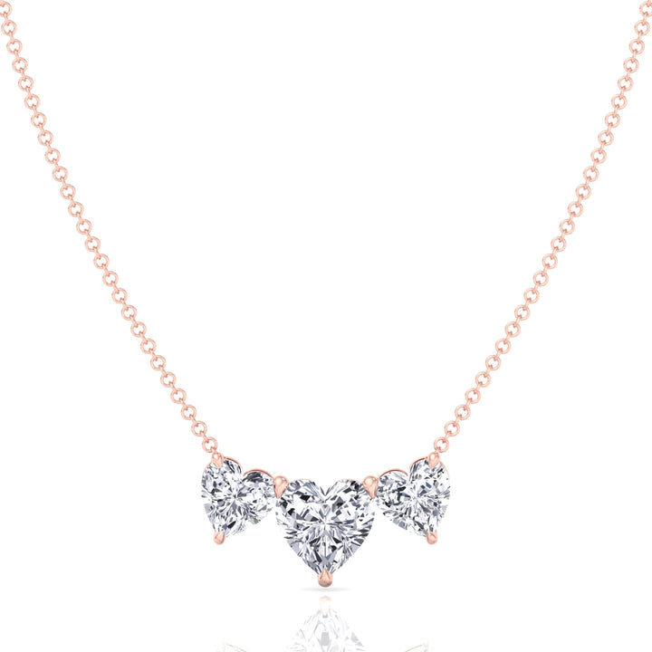 Triple Heart Shape Lab Grown Diamond Pendant Rose Gold 18K