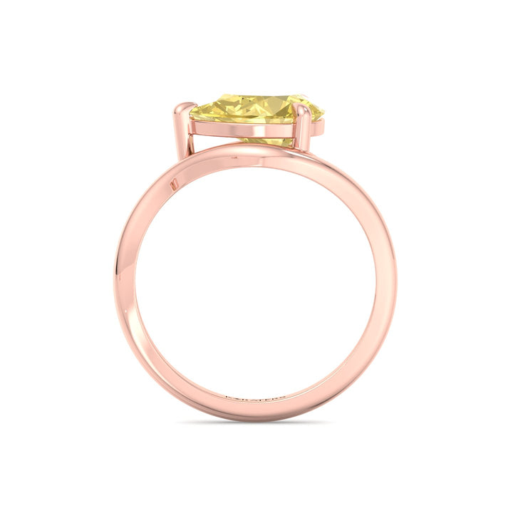 East West Pear Fancy Yellow Shape Lab Grown Diamond Curved Engagement Ring Rose Gold