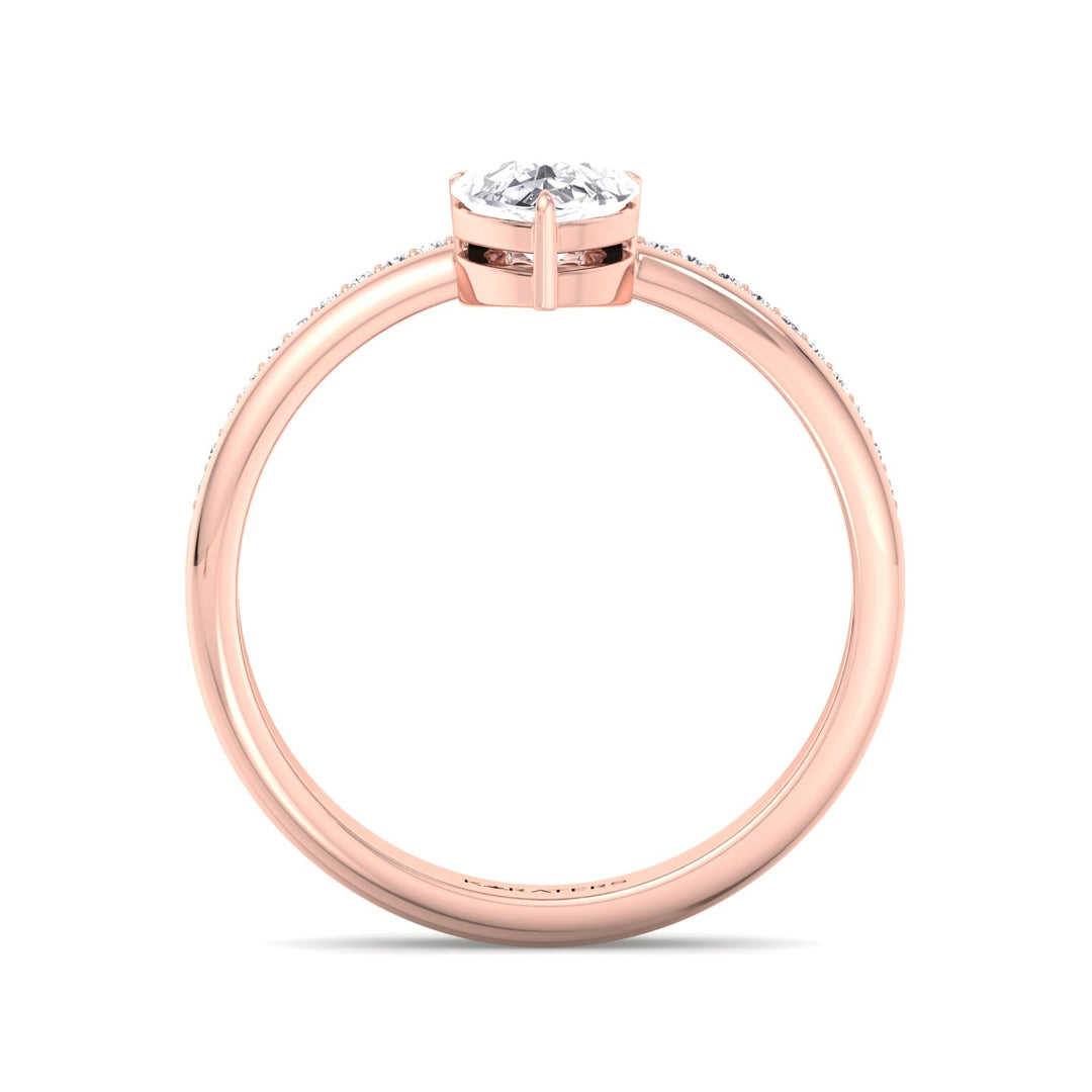 Floating Pear Shape Lab Grown Diamond Engagement Ring with Double Band Rose Gold