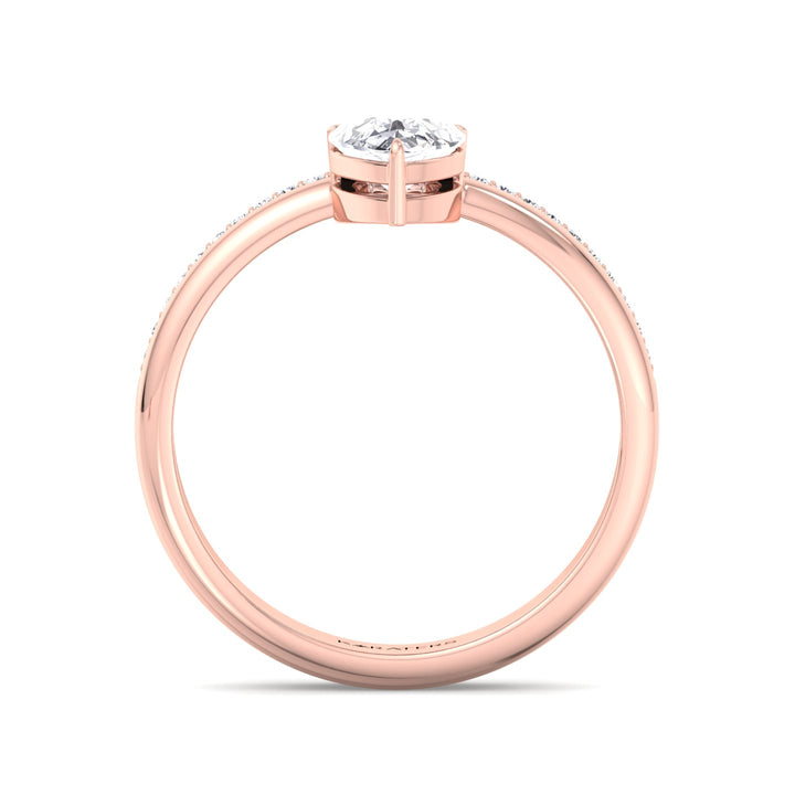 Floating Pear Shape Lab Grown Diamond Engagement Ring with Double Band Rose Gold