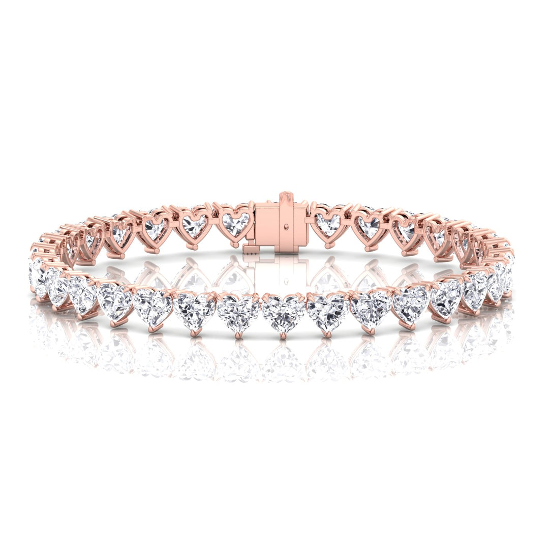 Heart Shape Lab Grown Diamond Tennis Bracelet Rose Gold 14K 18K