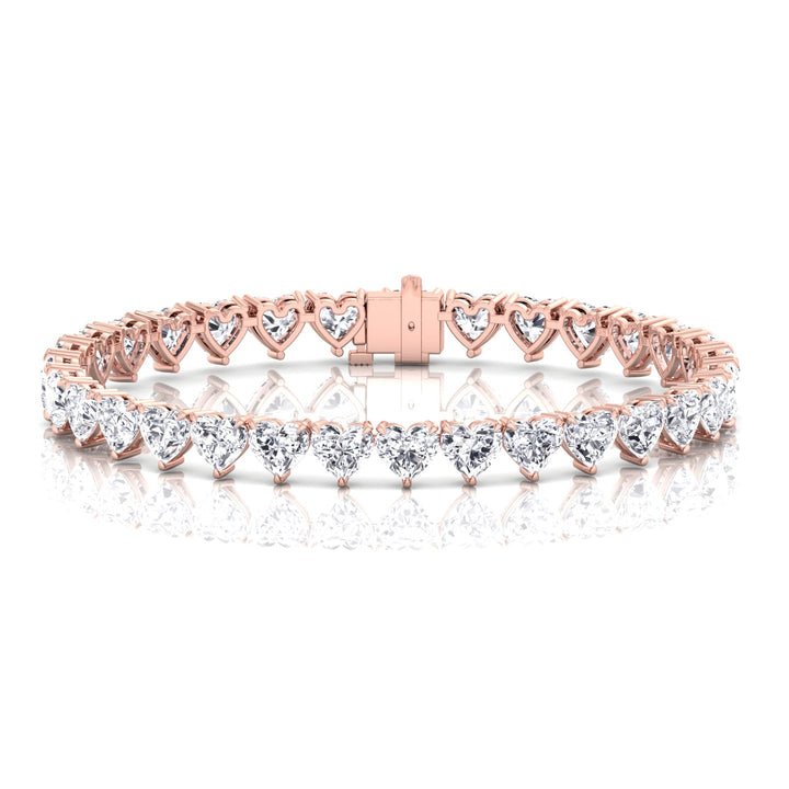 Heart Shape Lab Grown Diamond Tennis Bracelet Rose Gold 14K 18K