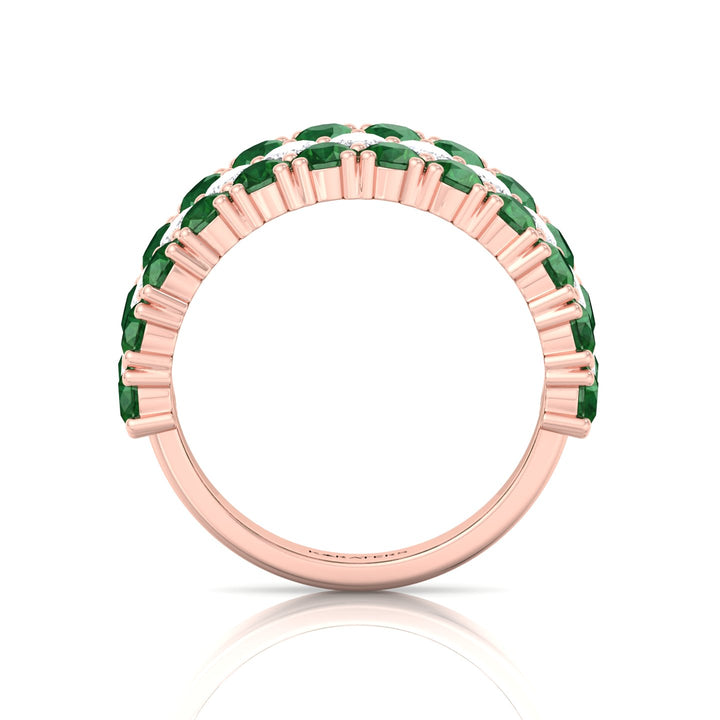 Pear Shape Green Emerald and Marquise Lab-Grown Diamond Cocktail Ring  RG 4