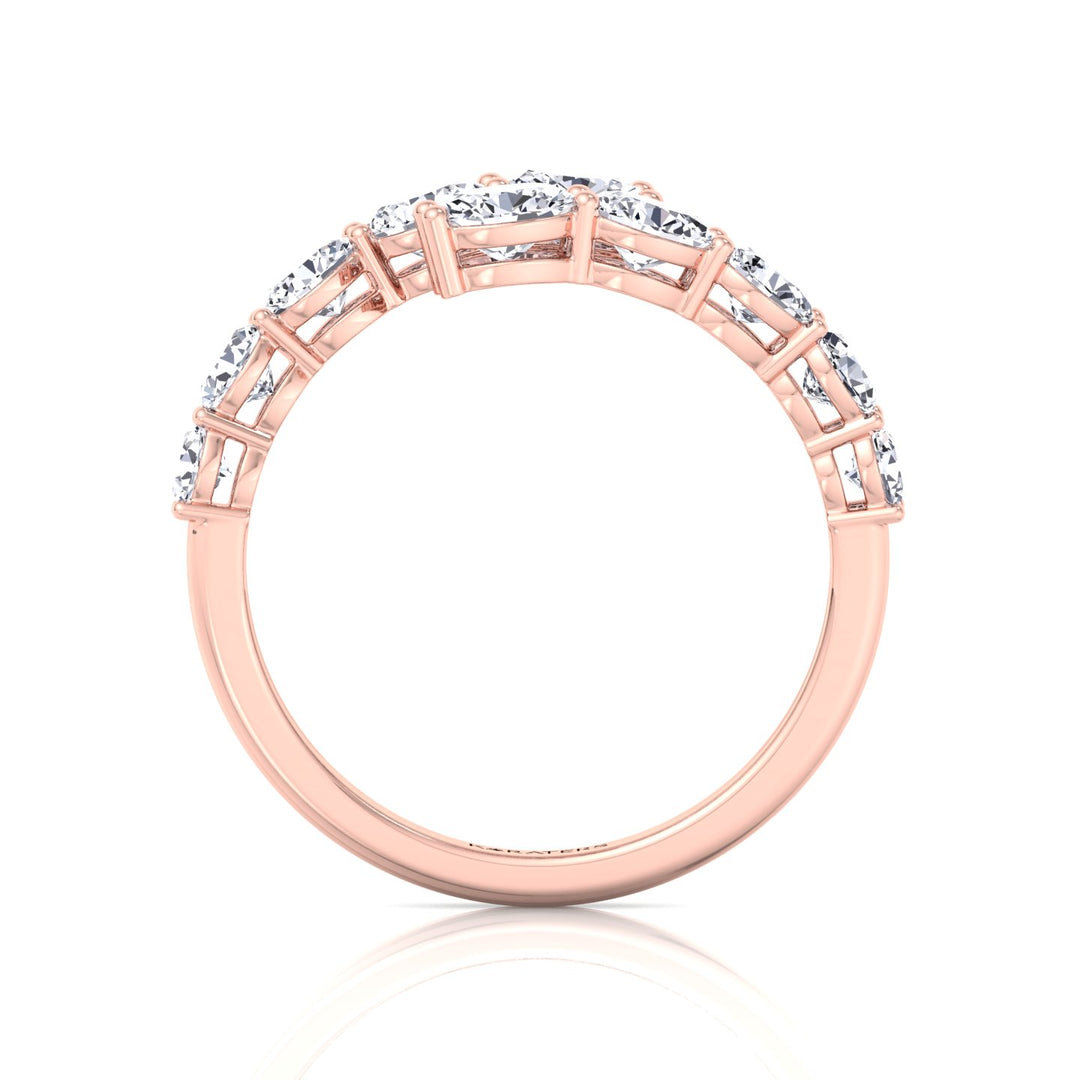 Graduated Oval Shape Lab Grown Diamond Wrap Ring Rose Gold