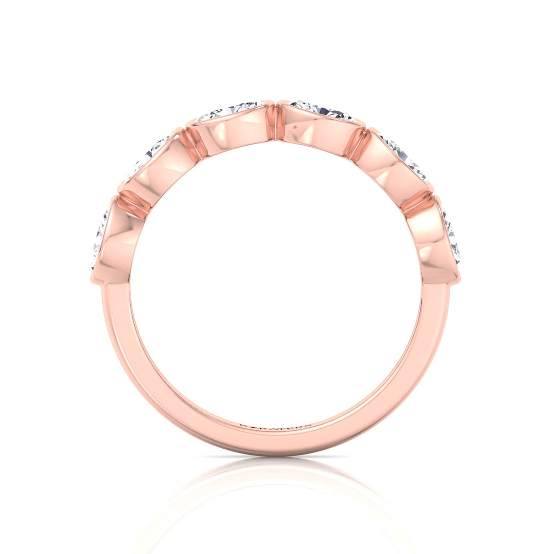 Bezel Set East To West Oval Shape Lab-Grown Diamond Halfway Eternity Band Rose Gold 