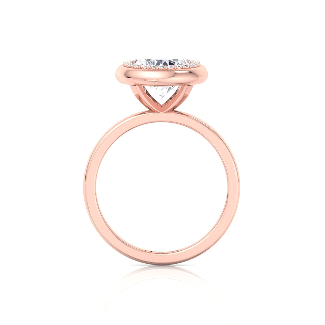 Bezel Set Round Shape Halo Lab Grown Diamond Engagement Ring Rose Gold