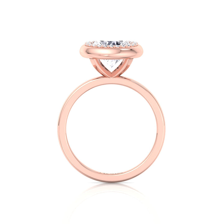 Bezel Set Round Shape Halo Lab Grown Diamond Engagement Ring Rose Gold