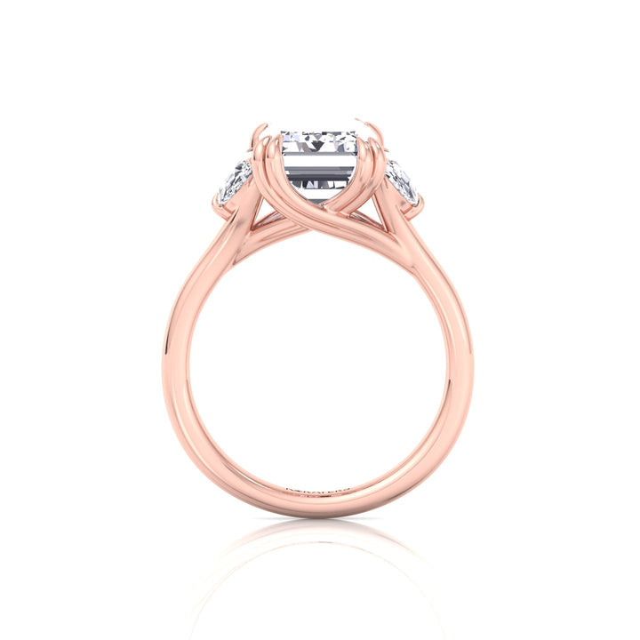 Emerald & Trapezoid Three Stone Lab-Diamond Engagement Ring RG 4