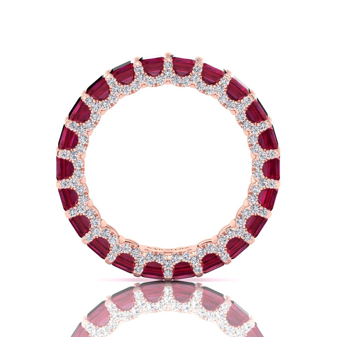 Emerald Cut Lab Grown Ruby Eternity Band - 14K- 18K -Rose Gold