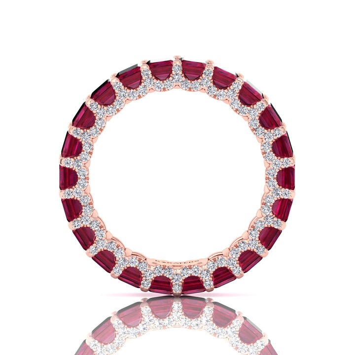 Emerald Cut Lab Grown Ruby Eternity Band - 14K- 18K -Rose Gold