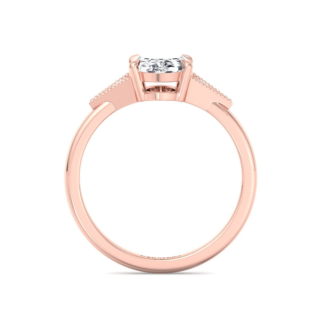 Vintage Style Oval Shape Rose-Cut Lab Grown Diamond Engagement Ring Rose Gold