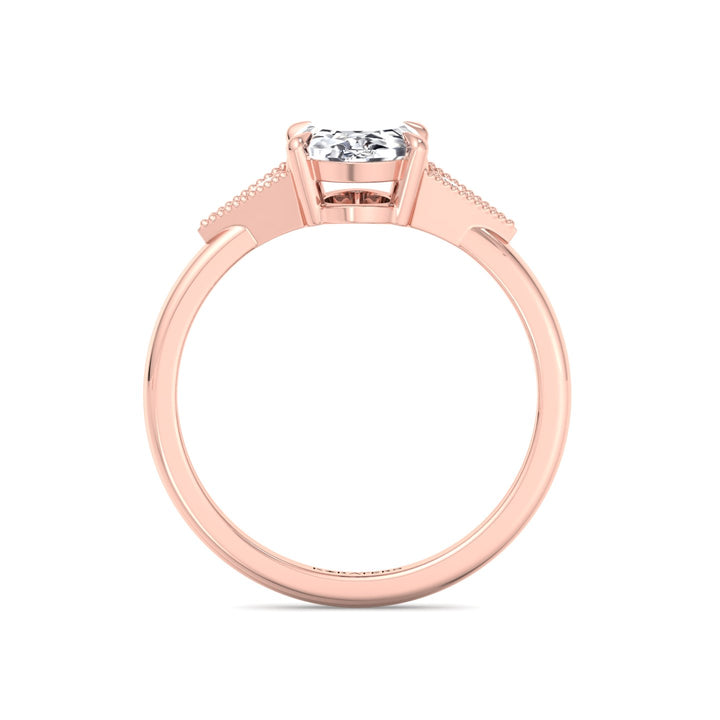 Vintage Style Oval Shape Rose-Cut Lab Grown Diamond Engagement Ring Rose Gold