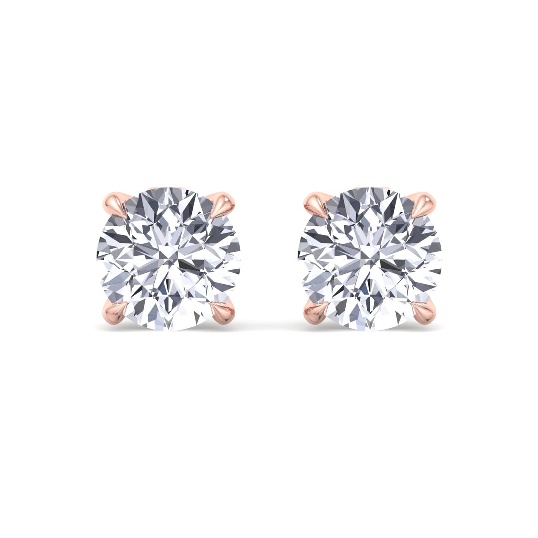 6CT Round Cut  Lab Grown Diamond Studs 14K Solid Gold