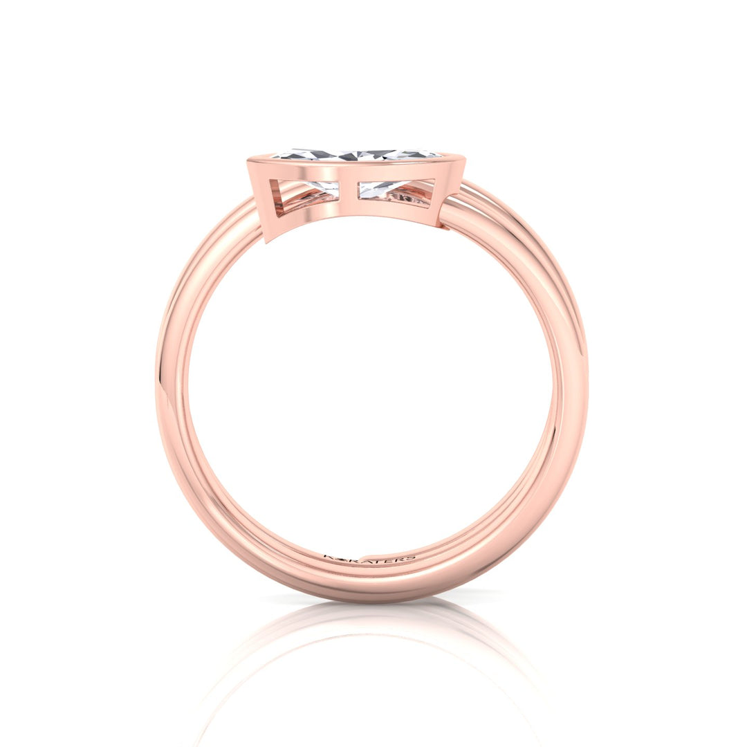 Spiral Bezel Set Marquise-Cut Lab Grown Diamond Ring Rose Gold