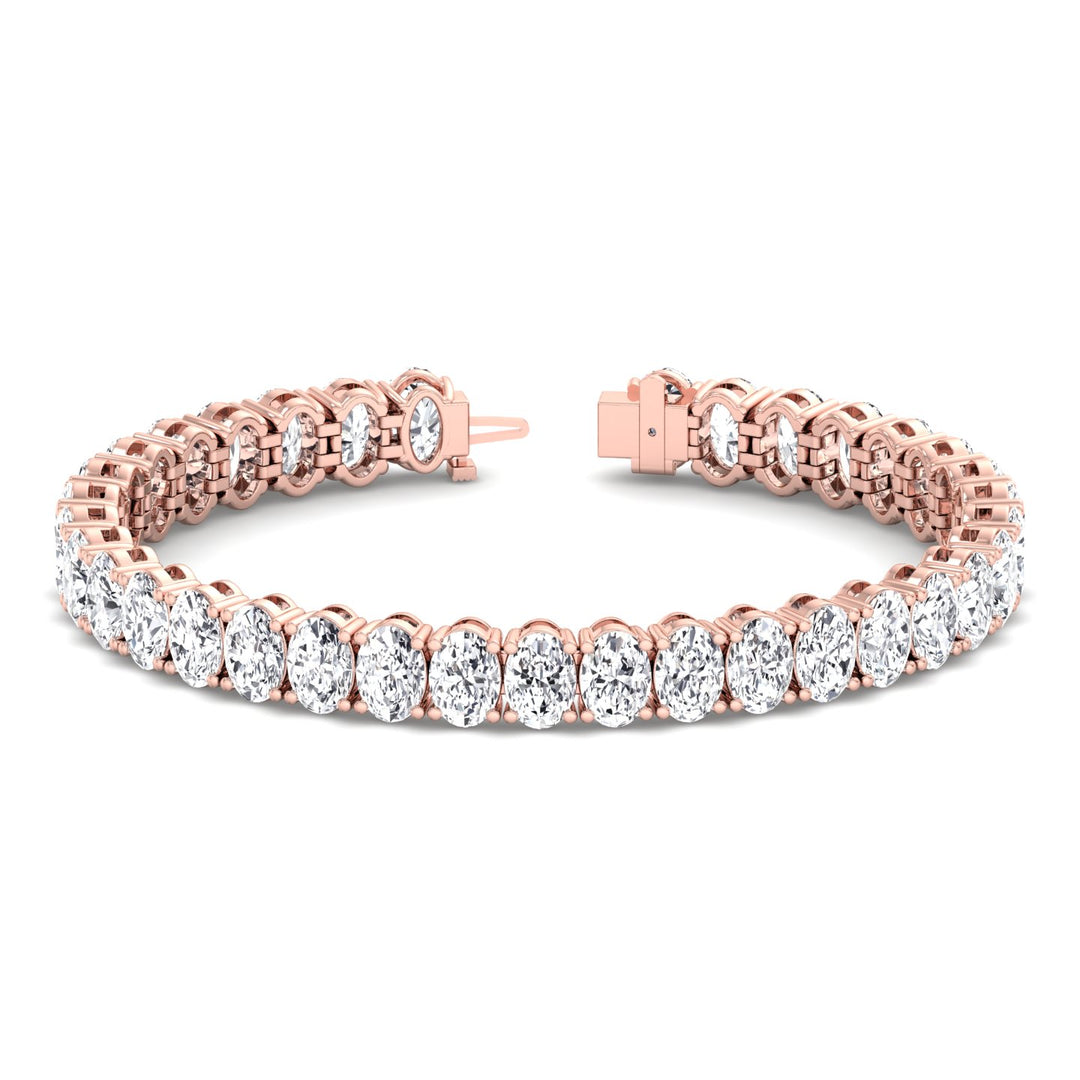 Oval Cut Lab-Grown Diamond Tennis Bracelet 14K Solid Gold