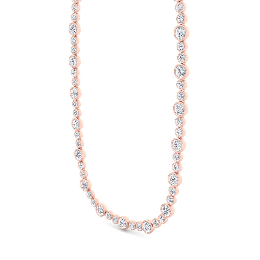 Round Bezel Big & Small Lab Grown Diamond Tennis Necklace RG 3