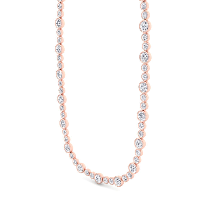 Round Bezel Big & Small Lab Grown Diamond Tennis Necklace RG 3