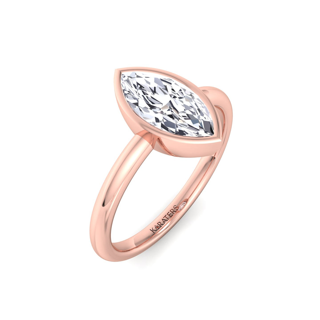 Bezel Set Marquise Shape Lab-Grown Diamond Engagement Ring