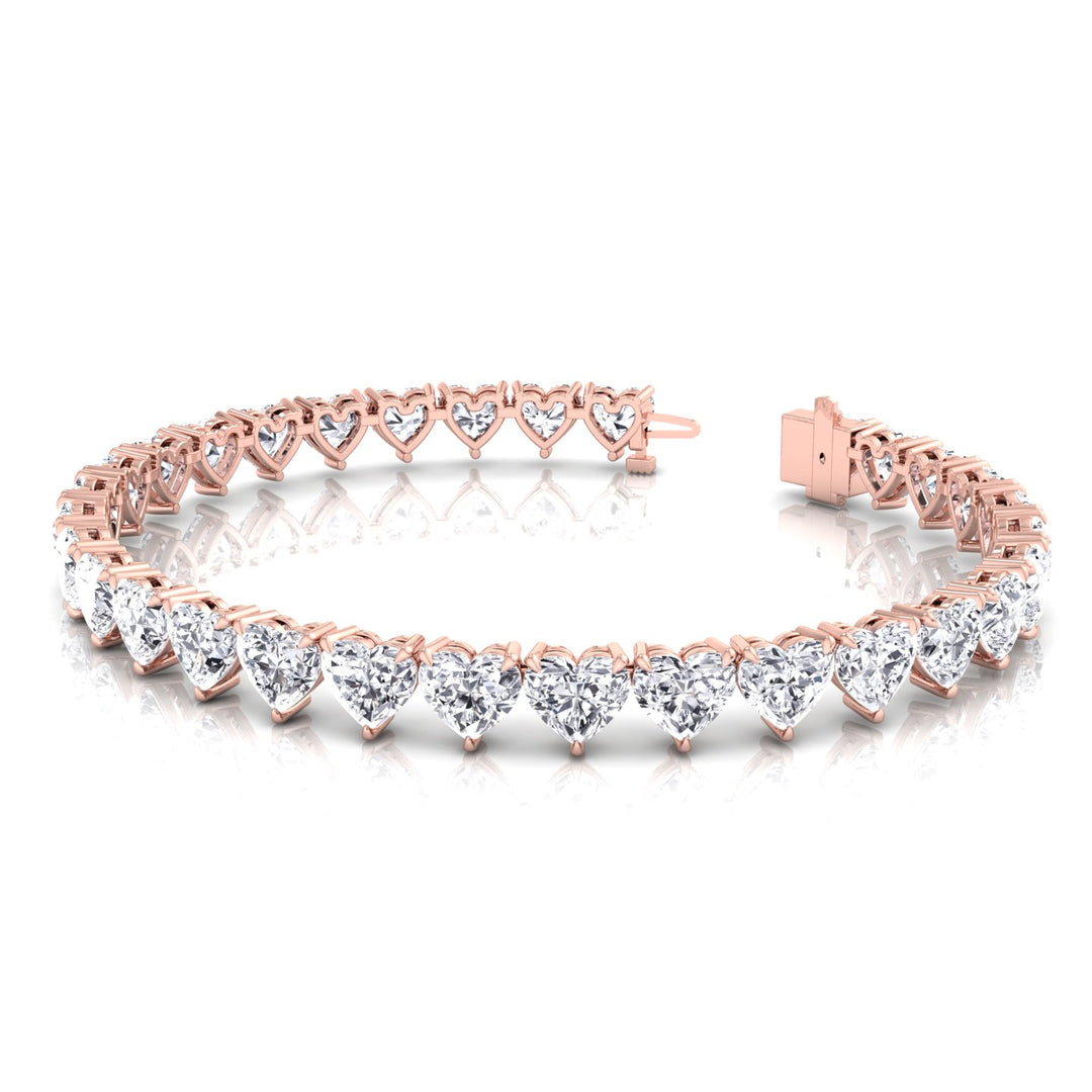 Heart Shape Lab Grown Diamond Tennis Bracelet Rose Gold 18K