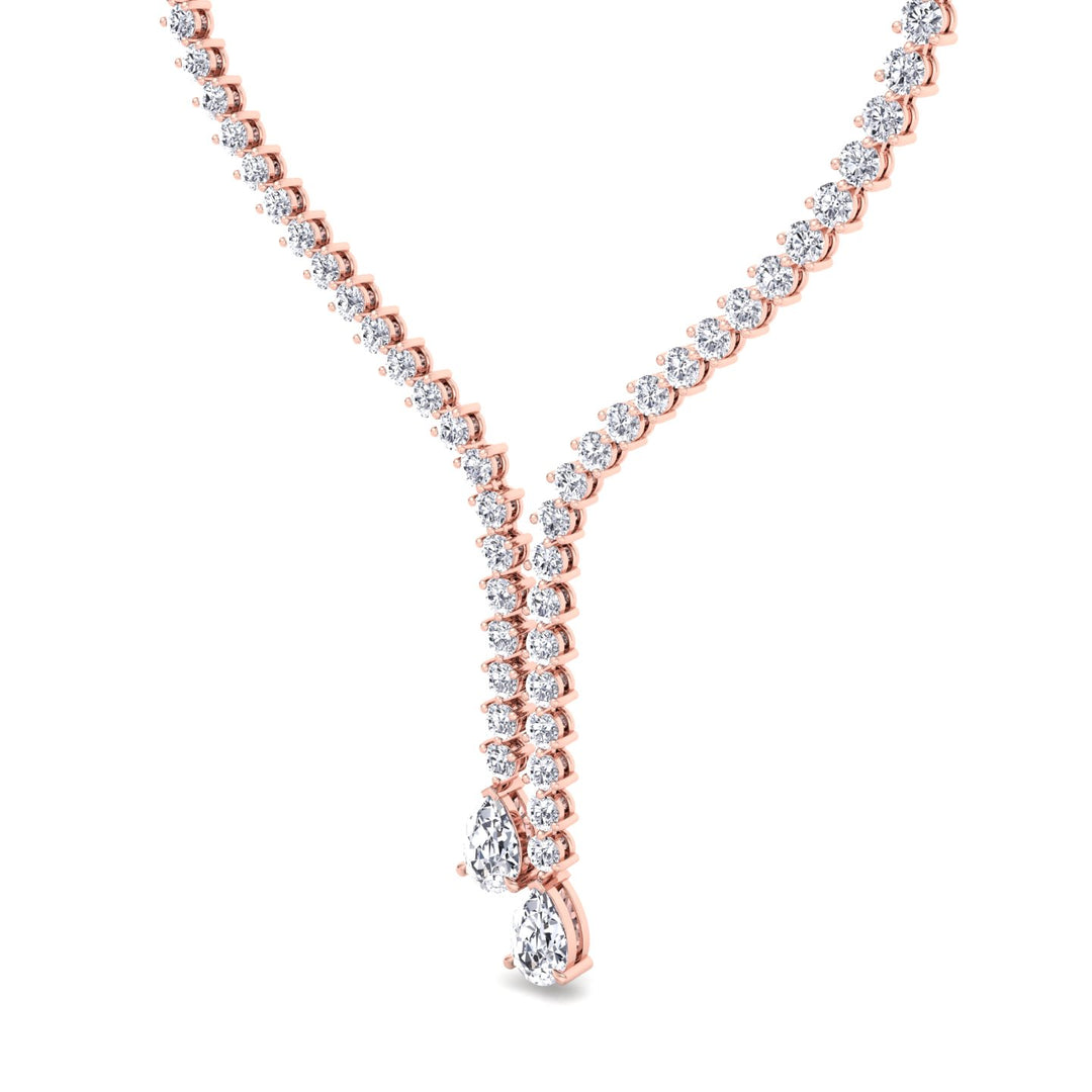 18CT T.W. Pear Shape Lab Grown Diamond Lariat Tennis Necklace Rose Gold 14K