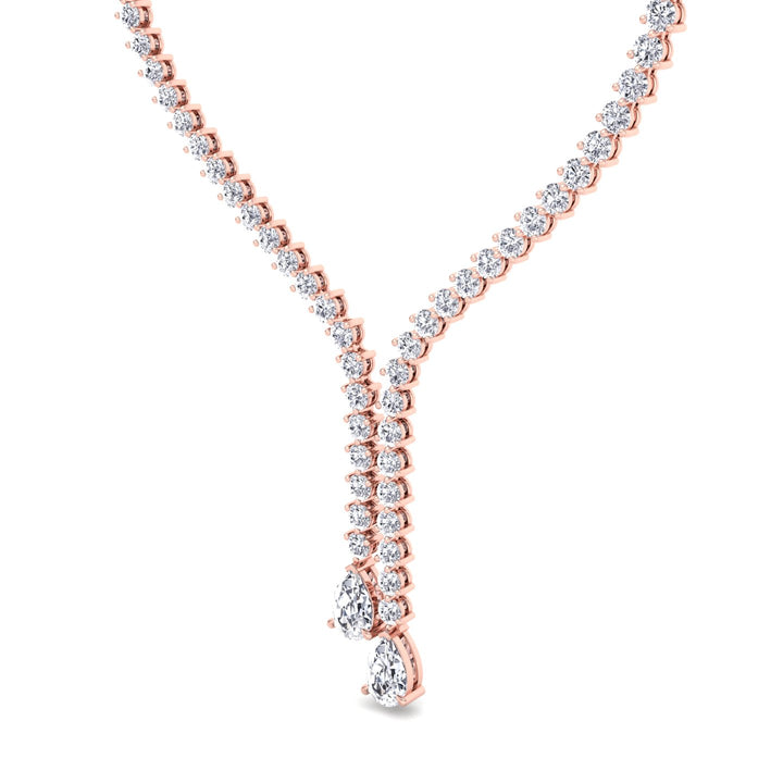 18CT T.W. Pear Shape Lab Grown Diamond Lariat Tennis Necklace Rose Gold 14K