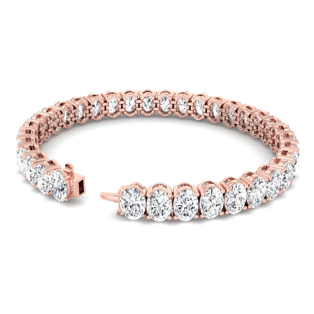 Oval Cut Lab-Grown Diamond Tennis Bracelet 14K Solid Gold