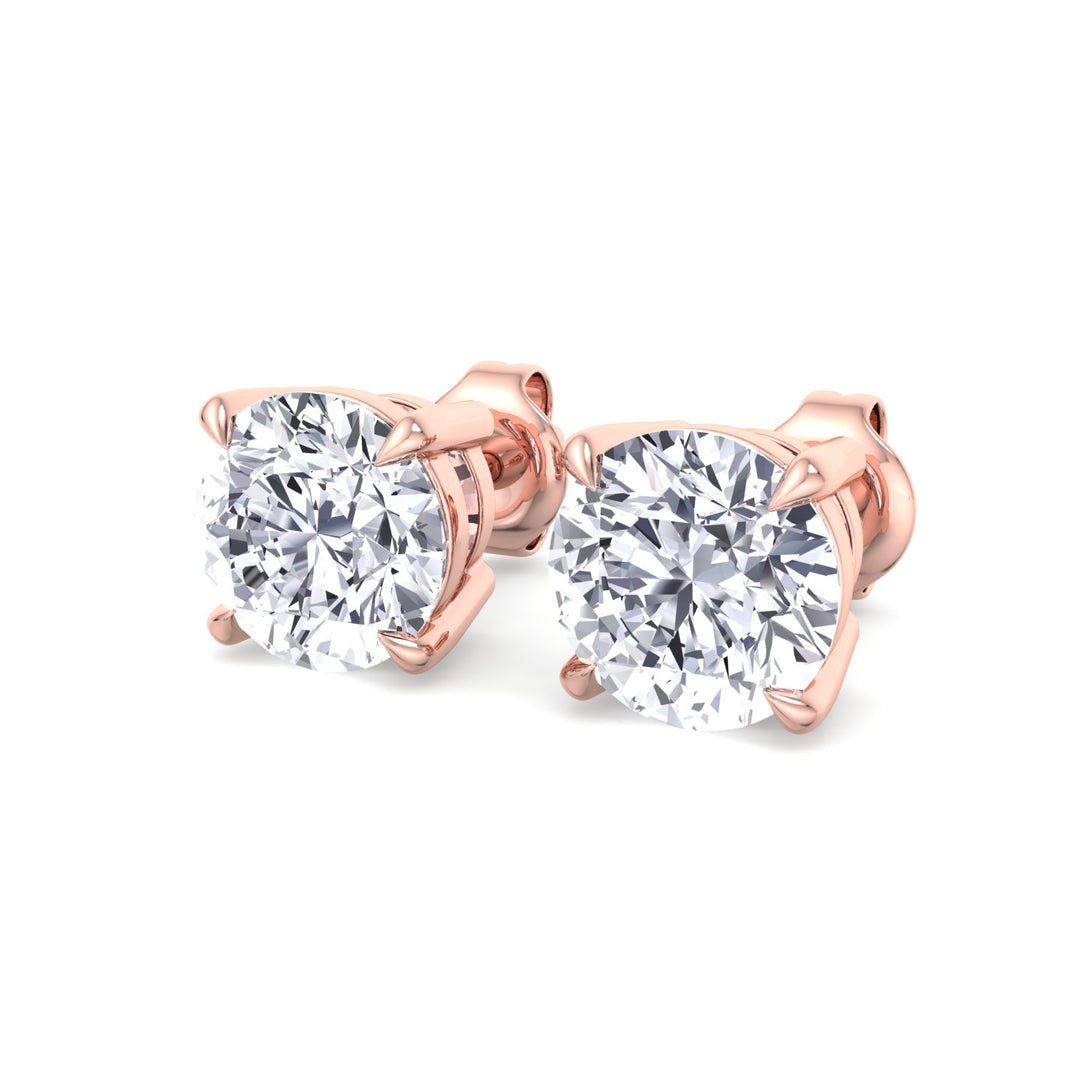 Round Cut  Lab-Grown Diamond Studs Rose Gold 18K