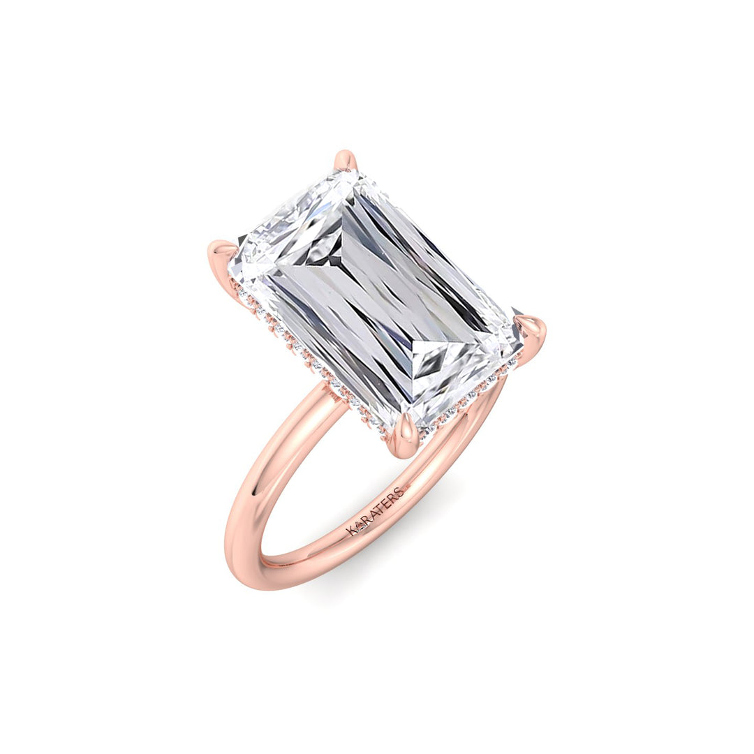 Ashoka Lab Grown Diamond Solitaire Engagement Ring (Criss Emerald Cut) Rose Gold 18K