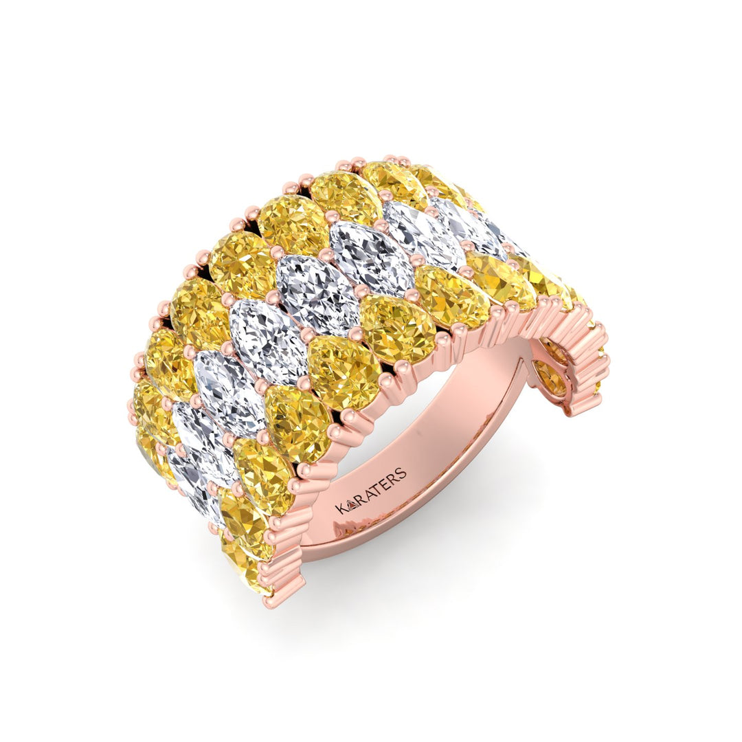 Pear Shape Fancy Yellow and Marquise Lab-Grown Diamond Cocktail Ring  RG 2