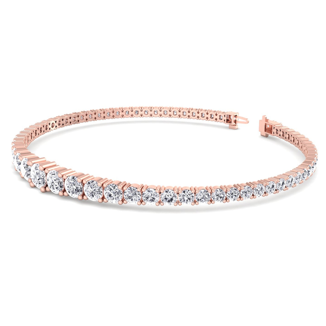 4-Prong Graduated Lab Grown Diamond Tennis Bracelet Rose Gold  8.5ct 11ct