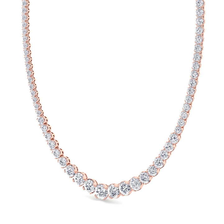 Buttercup Illusion Set Graduated Lab Grown Diamond Tennis Necklace Rose Gold 14K