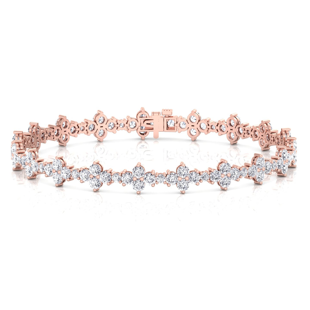 Round Floral Lab Grown Diamond Tennis Bracelet RG 2
