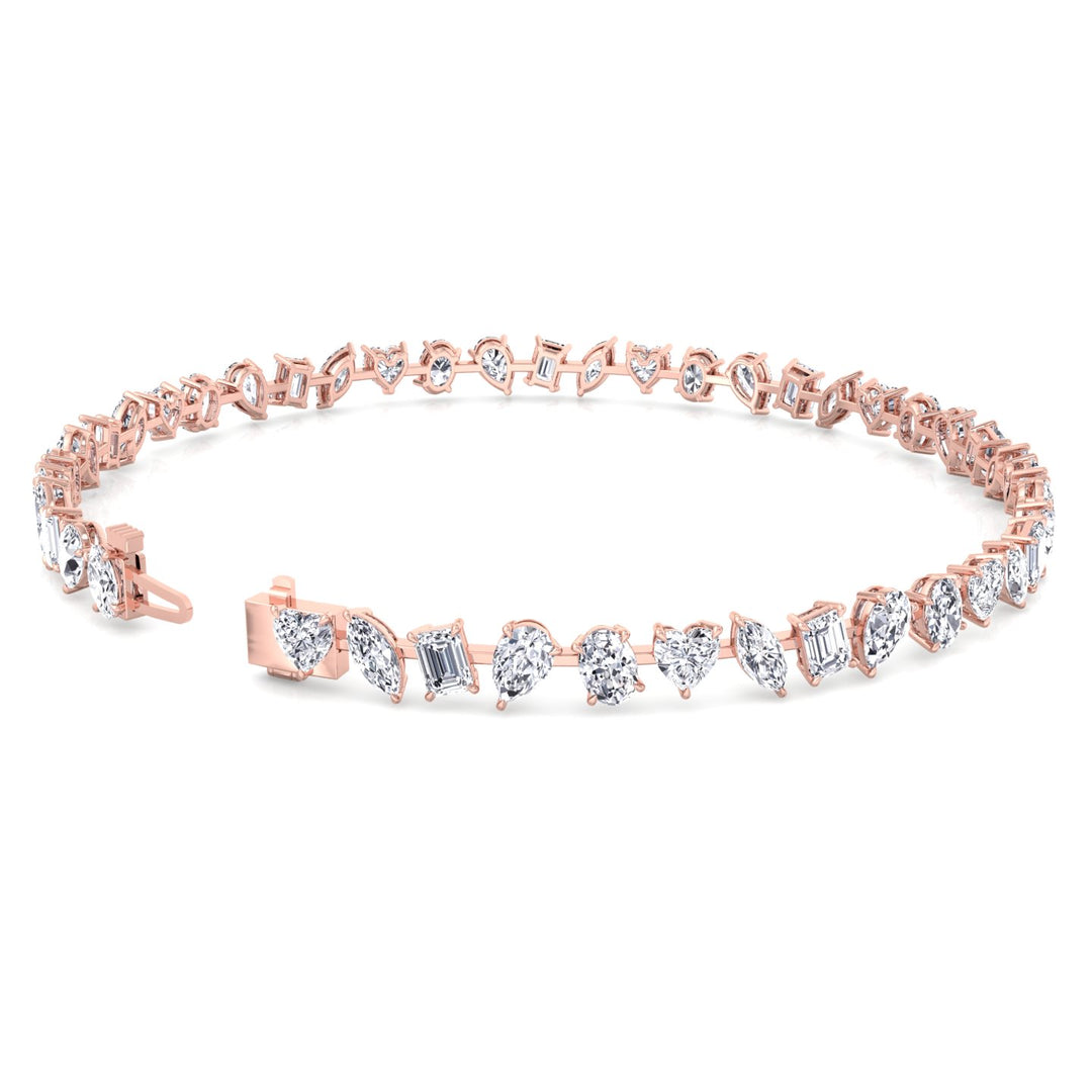Multi Stone Lab Grown Diamond Tennis Bracelet Rose Gold 14K