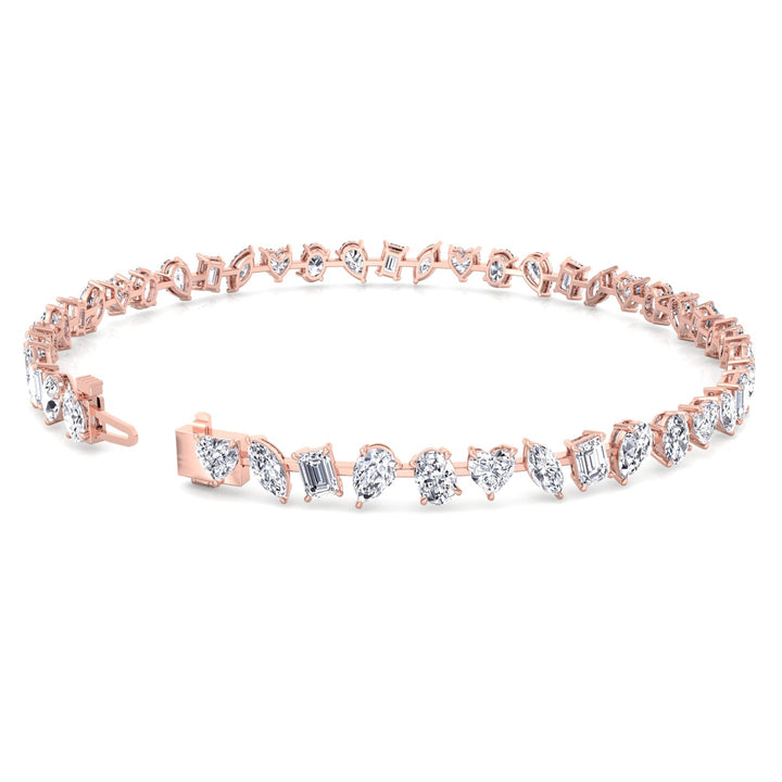 Multi Stone Lab Grown Diamond Tennis Bracelet Rose Gold 14K