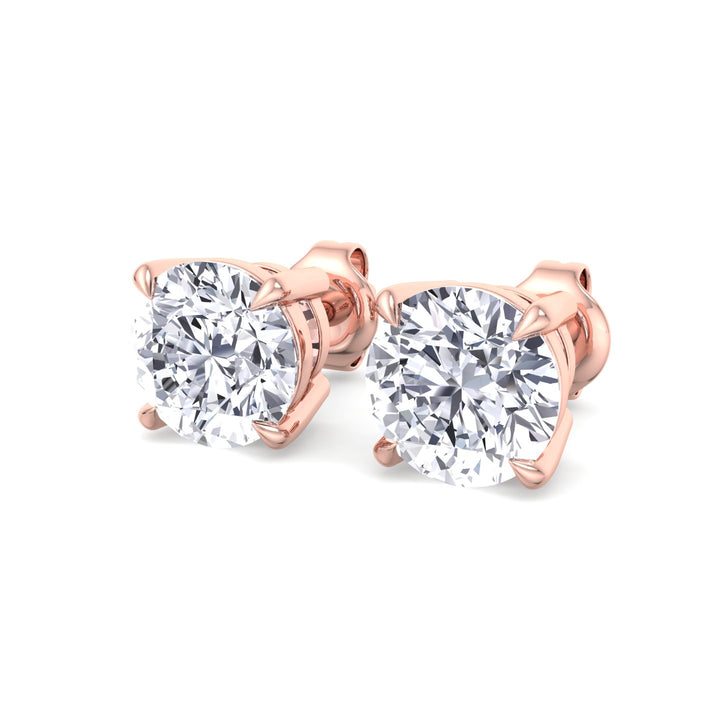 Round Cut  Lab-Grown Diamond Studs Rose Gold