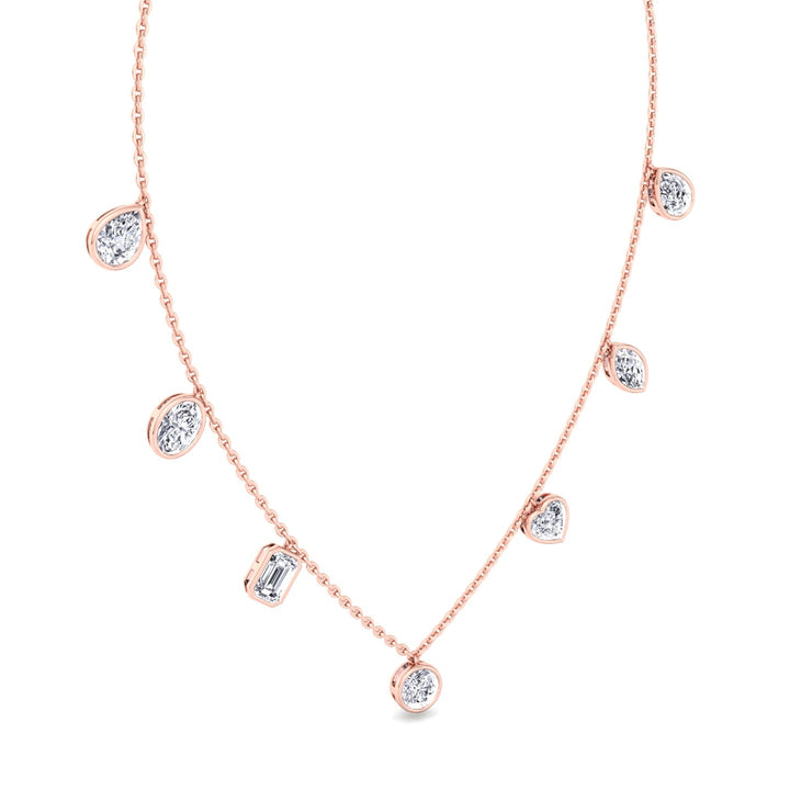 Multi Shape Bezel Set Lab Grown Diamond Necklace RG 2