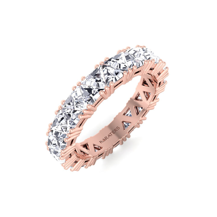 Trillion Cut Lab Grown Diamond Eternity Band Rose Gold 18K