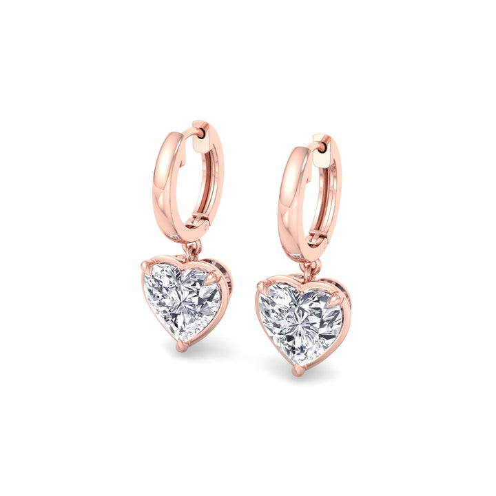 Heart Shape Lab Grown Diamond Dangle Earrings RG 2