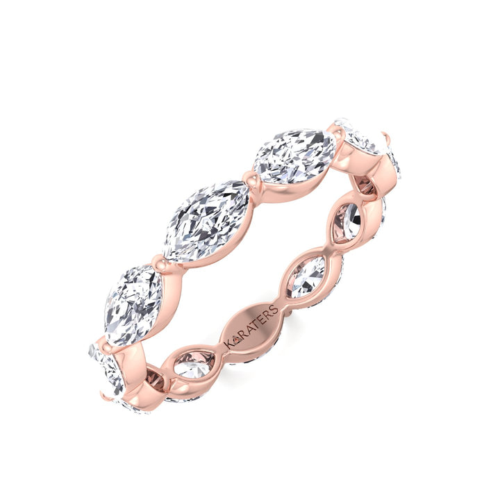 East West Marquise Shape Lab Grown Diamond Eternity Band Rose Gold 14K 