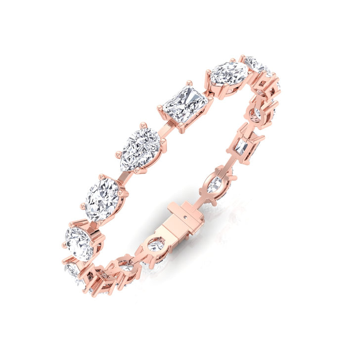 Mixed Shape Combo Lab-Grown Diamond Tennis Bracelet Rose Gold 7CT